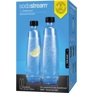 SODASTREAM Sprudlerflasche SODASTREAM Wassersprudler DUO Titan 1016812491 1 l, Fülllinie 0,84l spülmaschinengeeignet Glas 2