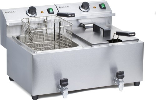 HENDI Friteuse Mastercook - mit Ablasshahn 2 x 8 l - 515x605x(H)345 mm - 2x8 Liter 230 V
