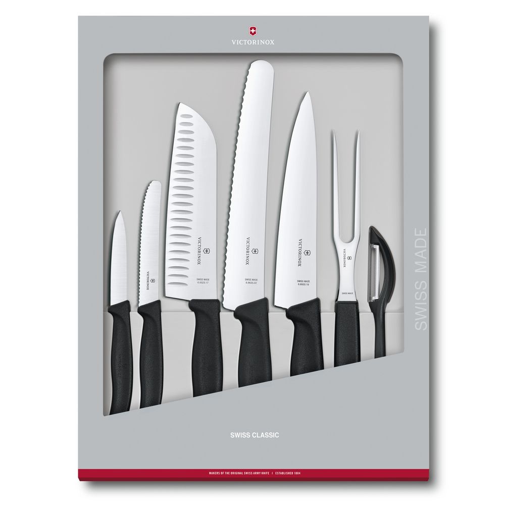 Victorinox Swiss Classic Taschenmesser Küchengarnitur, 7-teilig, schwarz, Geschenkverp.