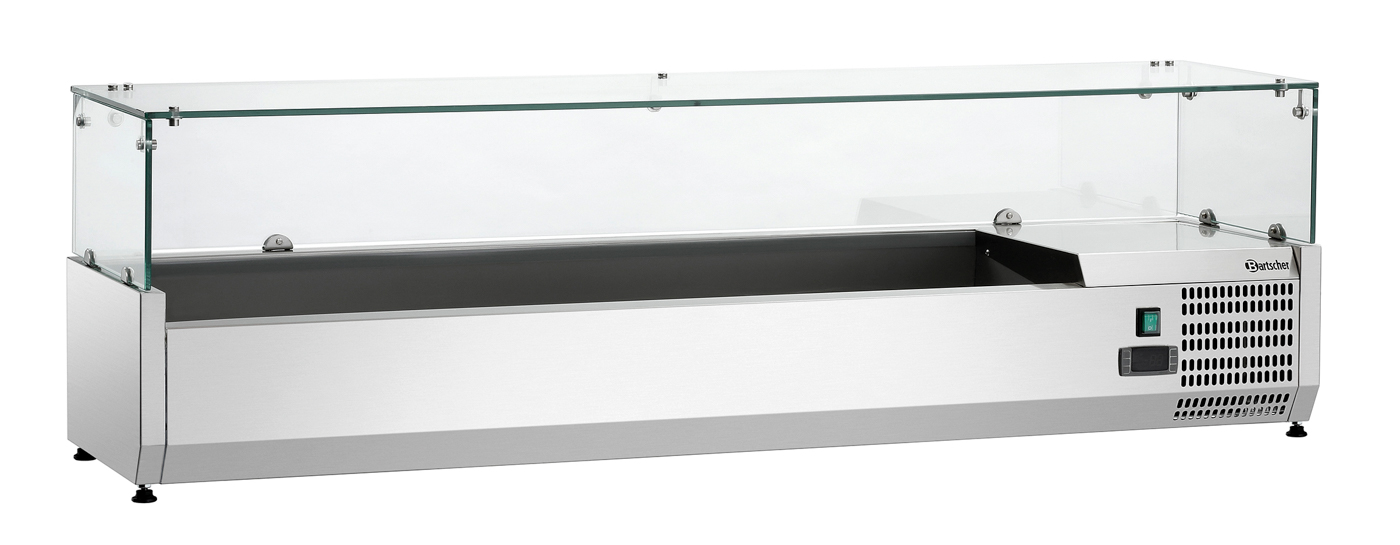 Bartscher Kühlaufsatz GL3-1501 | HöheGlasaufsatz: 195 mm | Maße: 150 x 39,5 x 45,9 cm.Gewicht: 45,5 kg