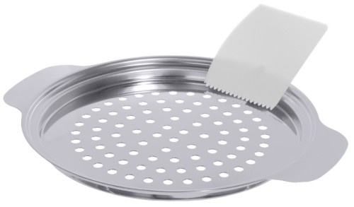 Spätzlesieb aus Edelstahl 18/0, hochglänzend, Loch-Ø 5 mm, mit Kunststoffspachtel, für Topfdurchmesser von Ø 24
