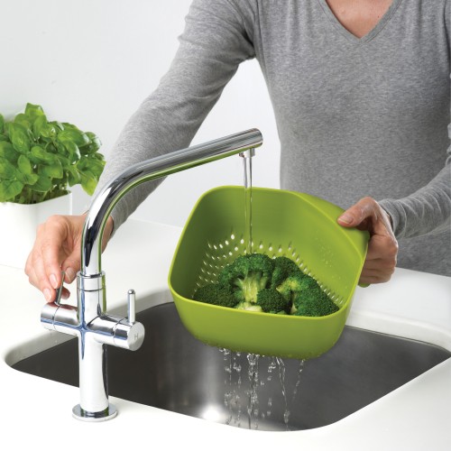 Joseph Joseph Square Colander - Eckiger Durschlag mit Abgießkanten - grün