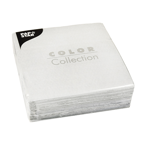 100 Servietten, 1-lagig 1/4-Falz 33 cm x 33 cm hellgrau von PAPSTAR