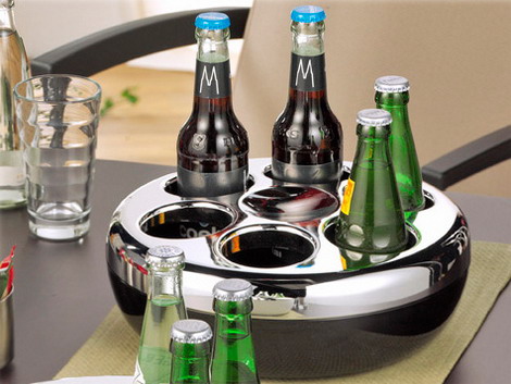 Helios Flaschenkühler PURE, inkl. Kühlakku, Farbe: schwarz/chrom, Höhe: 109 mm, Durchmesser: 300 mm