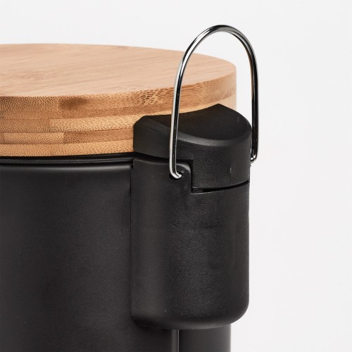 Kosmetikeimer, 3 ltr., Metall/Bambus, schwarz. Ø: 168 mm. Höhe: 240 mm.