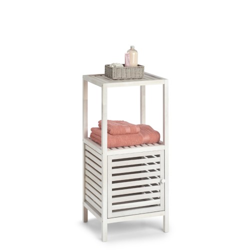 Badschrank m. Ablage, Walnussholz, naturweiß / Maße: 39,5x35,5x86,5 cm