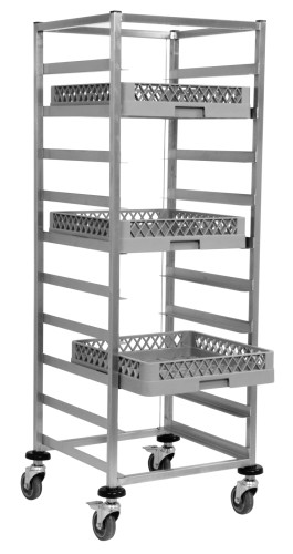 SARO Korbtrolley Regalwagen für Tabletts & Körbe Modell KT500 - Material: AISI304 - Korb / Tabletttrolley für 500 x 500 mm Kisten oder