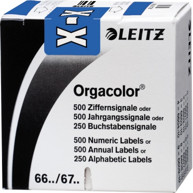 Leitz Buchstabensignal Orgacolor® Orgacolor Registratursysteme X selbstklebend Kunstdruckpapier blau
