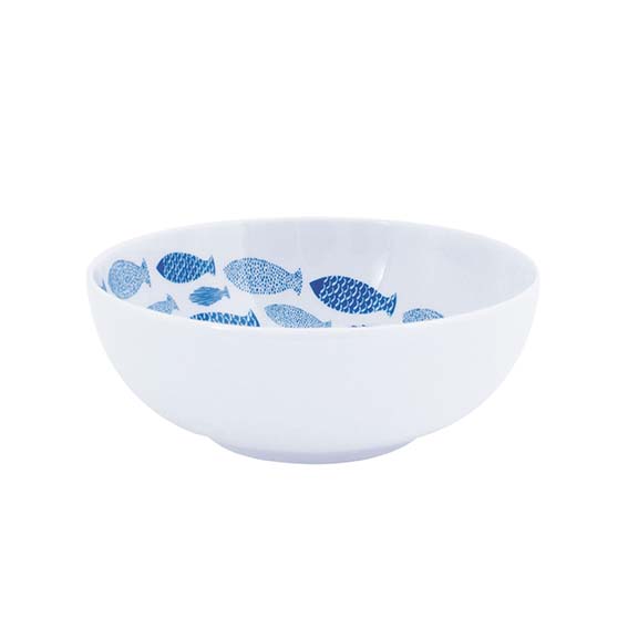 Schüssel rund 16 cm - Form: Simply Coup - Dekor, 39918 Fische - aus Porzellan. Hersteller:, Eschenbach. "Made in Germany".