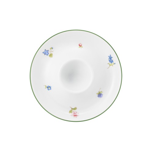 Seltmann Eierbecher mit Ablage, rund, Form: Community, Dekor: 57389 Streublume grüne Linie, hohe Kantenschlagfestigkeit, Made in Germany