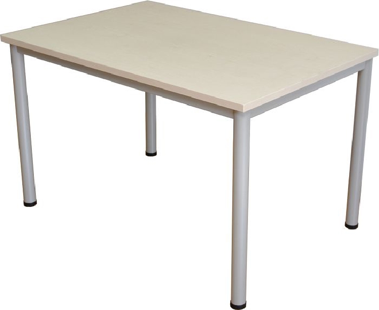 Schreib-/Besprechungstisch KREFELD, Größe: 160 x 80 cm, Höhe: 75 cm, Farbe: ahorn, Metallgestell: silbergrau