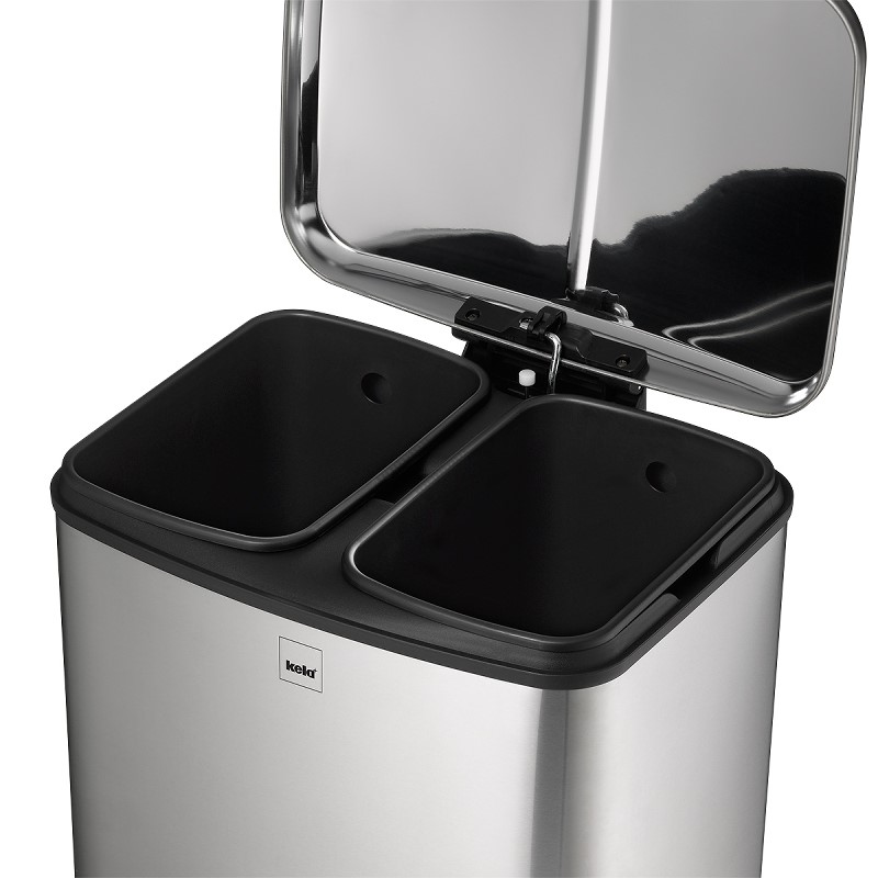 Mülltrenner Davino mit 2 x 12 Liter, aus Edelstahl, Farbe: silber matt, Länge: 37 cm, Breite: 34 cm, Höhe: 50 cm