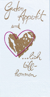 DUNI Zellt.-Serv.40x40 2lg. 1/8 F. Herzlich Willk. 300 Stück