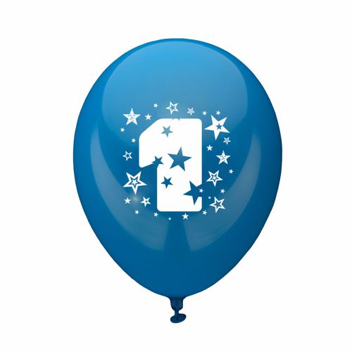 6 Zahlenluftballons Ø 25 cm farbig sortiert "1" von PAPSTAR