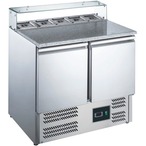 SARO Pizzatisch mit Glasaufsatz, Modell EPS 900G - Material: (Gehäuse und Innenraum) Edelstahl; (Arbeitsplatte) Granit; Glasaufsatz - 2