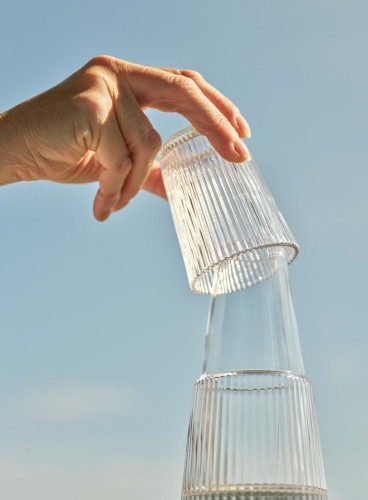 Pilastro Karaffe mit Glas 1 l. clear, Maße: 105 x 105 x 270 mm