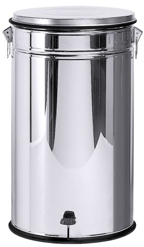Tretabfallbehälter aus Edelstahl 18/0, hochglänzend, mit herausnehmbaren, verzinktem Eimer mit Tragebügel, seitliche Trageösen,