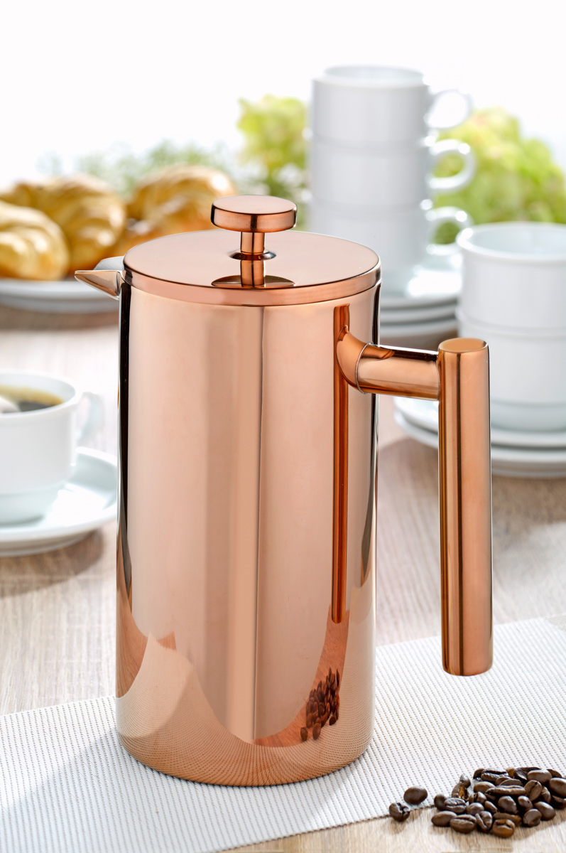 Kaffeebereiter OXFORD, 1 Liter, Edelstahl, mit kupferfarbener PVD-Beschichtung.