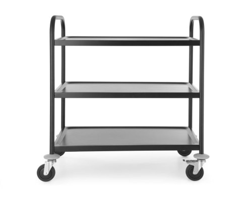Servierwagen mit 3 Böden, aus Edelstahl, schwarz, 900x590x930 mm