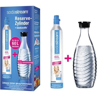 SODASTREAM CO2-Zylinder 1 l Glasflasche SODASTREAM Wassersprudler Crystal 2.0, Easy One Touch, Easy
