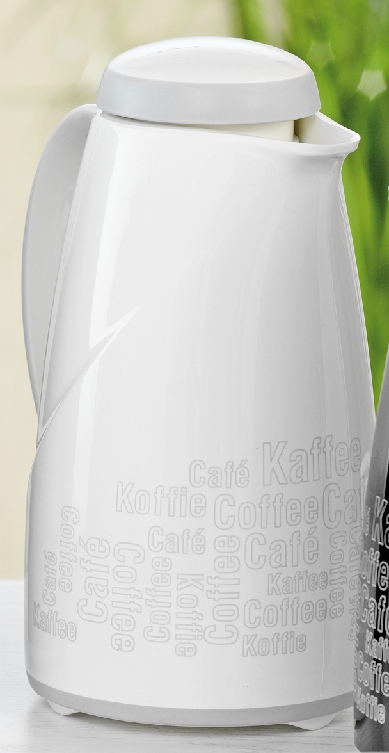 Helios Isolierkanne Wave COFFEEBREAK, Inhalt: 1,0 Liter, Farbe: weiß, mit Aufdruck >>Kaffee