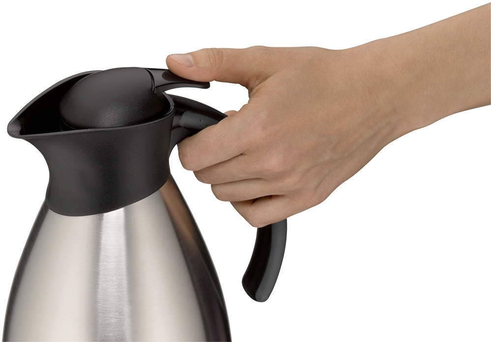 alfi Isolierkanne Bono TT 1,0 l satin finish. TopTherm VAKUUM-EDELSTAHLKÖRPER - Ausgieß-System Kunststoff , schwarz