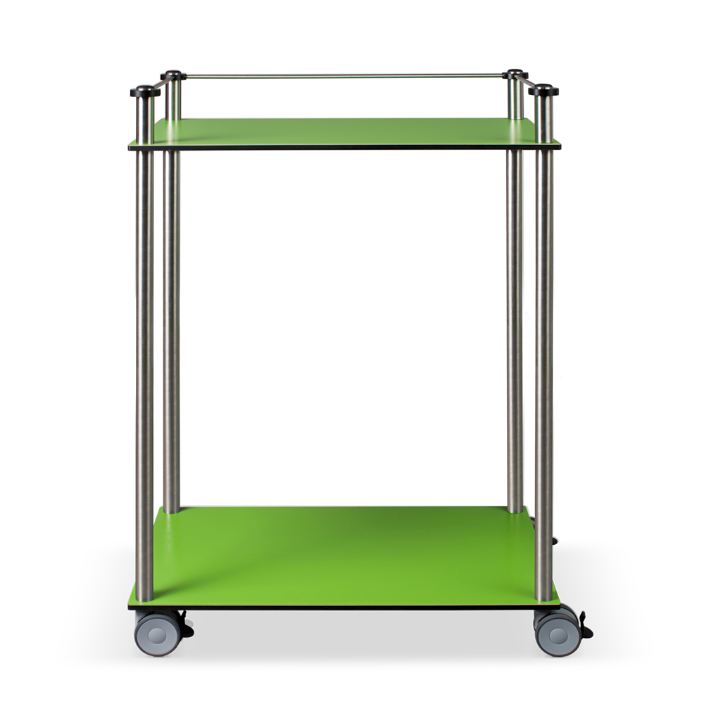 ETHERNASOLID® MULTICART Etagenwagen W22 mit 2 Böden und Reling 3-seitig, grün