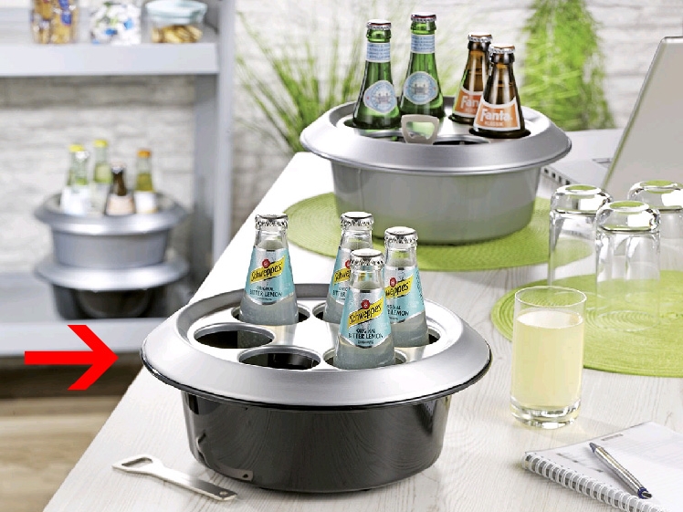 Alfi Flaschenkühler Konferenzboy CLASSIC, Farbe: schwarz/ silber, aus Kunststoff mit Edelstahlabdeckung, inkl. Kühlakku