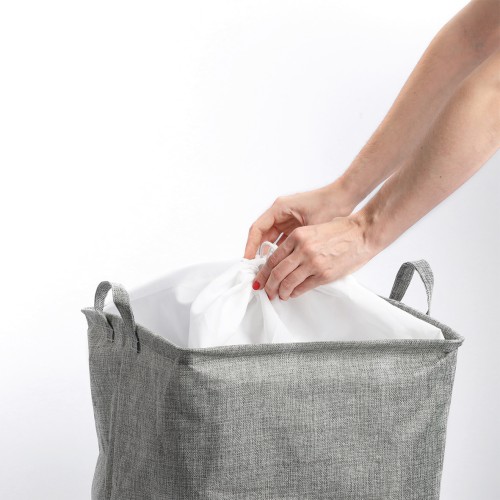 Wäschesammler, Polyester, grau. Ø: 350 mm. Höhe: 530 mm.
