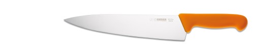 Giesser Kochmesser mit 26 cm Klingenlänge, breite Form, gelber Griff, Klinge aus hochwertigem Chrom-Molybdän-Stahl