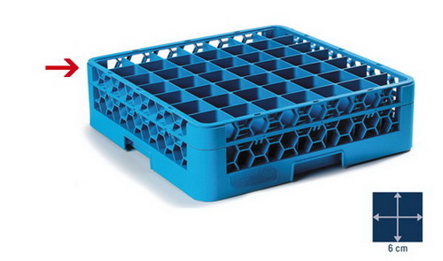 Carlisle GläserkorbAufsatz OPTICLEAN, 50x50 cm, blau, 49 Fächer à 6 x 6 cm, Höhe 4 cm