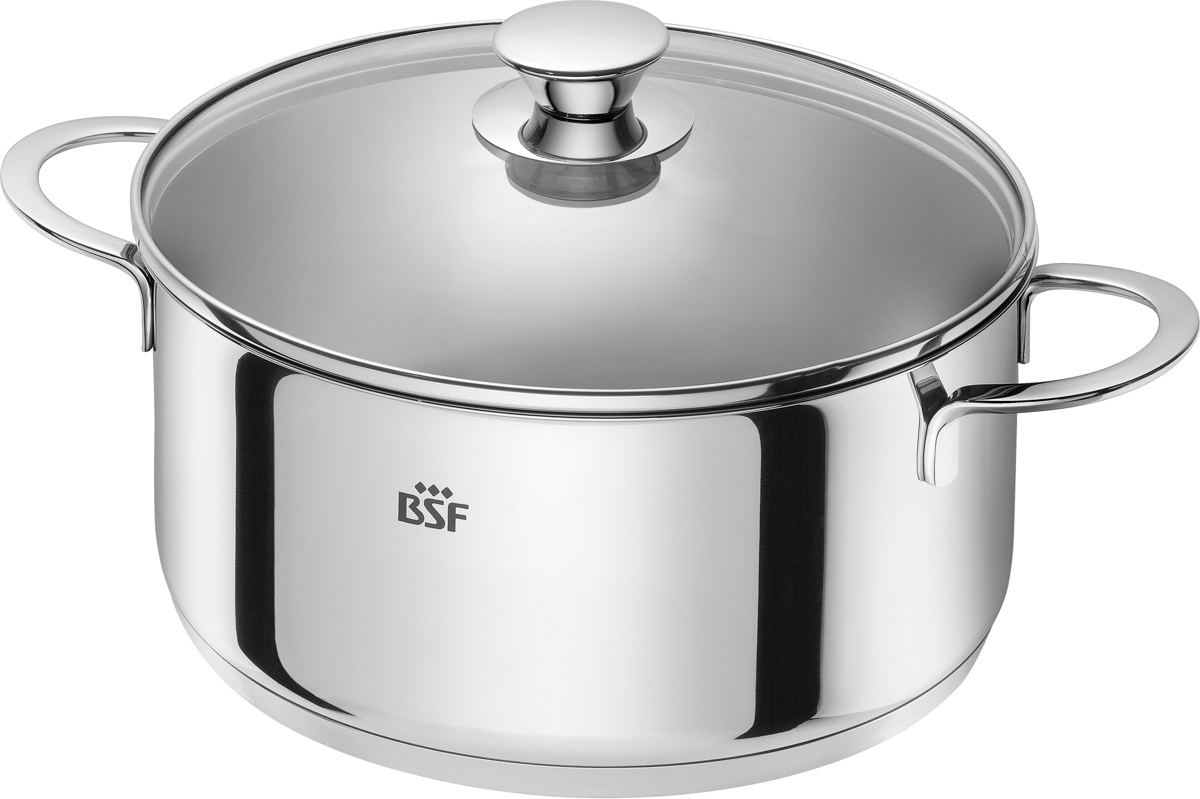 Bratentopf, 24 cm, rund, 18/10 Edelstahl, Serie: Bordeaux. Marke: BSF