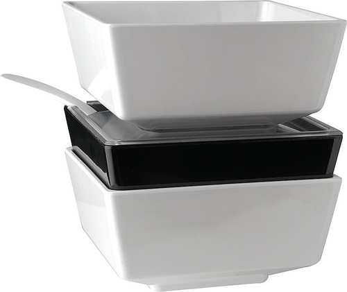 Schale -FLOAT- 19 x 19 cm, H: 9,5 cm Melamin, weiß, 1,9 L spülmaschinengeeignet stapelbar nicht mikrowellengeeignet keine