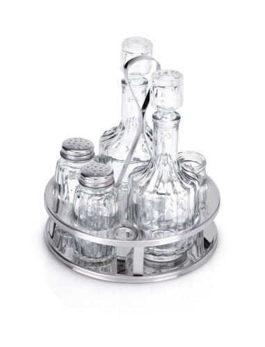 Menage MENAGE SERIE 1480. Edelstahl/Glas, › Einsätze aus Glas. 5-teilig, Essig und Öl,