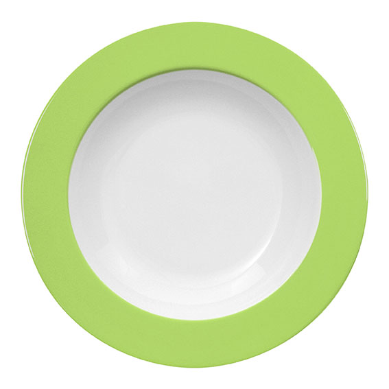 Teller tief 30 cm - Form: Table Selection - Dekor, 78884 hellgrün - aus Porzellan. Hersteller:, Eschenbach. "Made in Germany".