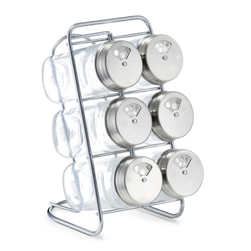 Gewürzständer, Glas; Edelstahl, 9,3x15x18 cm. Farbe: transparent. Fassungsvermögen: 80 ml. Mit unserem sieben-teiligen Gewürzständer-Set sind die