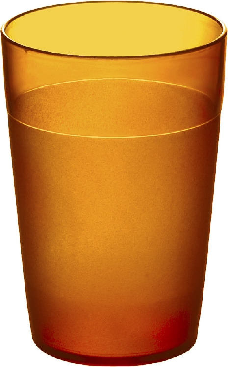 Roltex Becher LUCY aus Polycarbonat in orange, Kapazität: 0,25 l, Höhe: 10,2 cm.