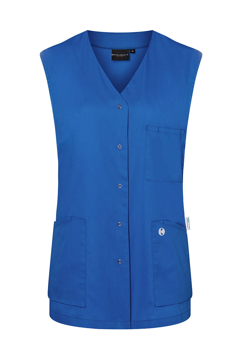 Ärmelloser Damenkasack Essential, aus nachhalt. Material , 65% GRS Cert. Rec. Polyester / 35% Convent. Cotton - Gr. 40 - weiß - von Karlowsky