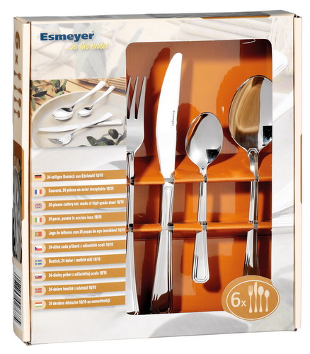 24-tlg. Besteck ANGELIKA Edelstahl 18/10 poliert im Geschenkkarton mit Fenster