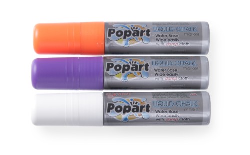 Kreidemarker-Flachspitzen Set, 315 mm, weiß, orange und gelb