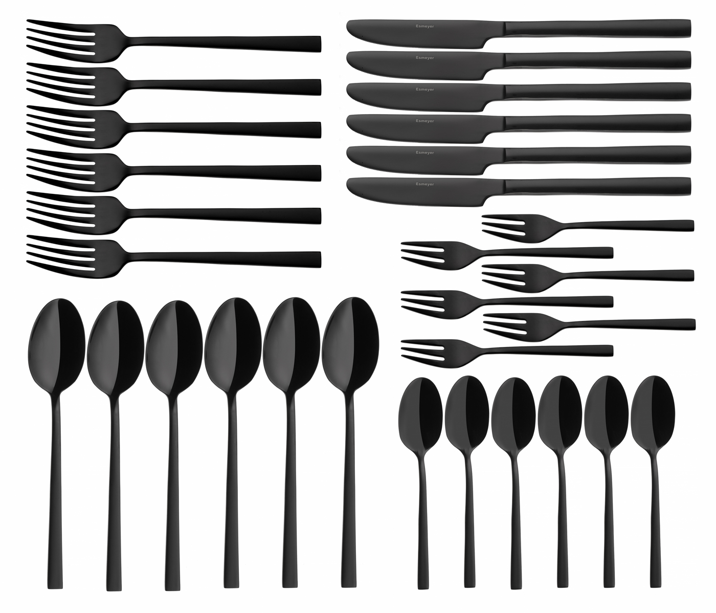 30-teiliges Besteck MELINA, Edelstahl mit PVD-Beschichtung in schwarz,