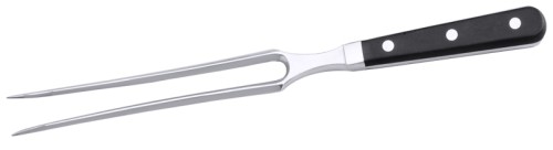 Tranchiergabel mit geraden Zinken aus geschmiedetem Chrom-Molybdän-Vanadium, (DIN x50CrMoV15), vernieteter und verschweißter Griff