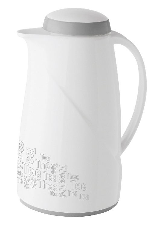 Helios Isolierkanne Wave TEATIME, Inhalt: 1,0 Liter, Farbe: weiss, mit Aufdruck >>Tee