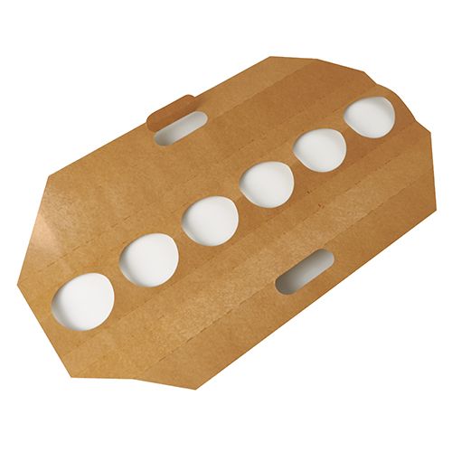 30 Tragetabletts, Pappe "pure" 12 cm x 9,5 cm x 62 cm braun für 6 Trinkbecher von PAPSTAR