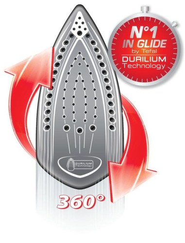 Tefal Dampfbügeleisen Ultragliss, hervorragende Gleitfähigkeit, rot/weiß, 2.400 W, Dampfstoß (140g/min)