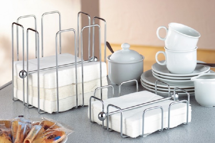 Serviettenhalter WIRE Metall verchromt Länge 19 x Breite 19 x Höhe 19 cm für ca. 150 Stück Servietten 1/4 Falz