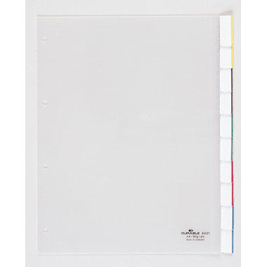 DURABLE Zahlenregister DIN A4, Überbreite 0-10 Hartfolie transparent
