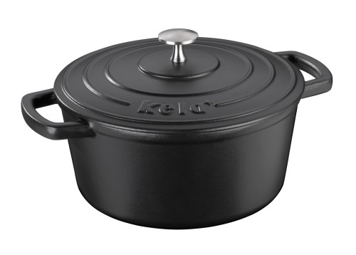 KELA Bräter Calido Gusseisen schwarz rund 12,0cm 24,0cmØ 4,0l
