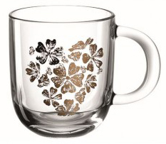 Leonardo Emozione Maxi-Tasse aus gehärtetem Glas, Premium-Qualität. Extra Robust. Logo: Blumenherz