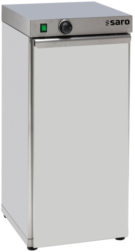 SARO Tellerwärmeschrank Modell SYLT 60 Made in Europe - Material: Edelstahl - 1 Tür (Türanschlag rechts) - 3 Regale für je 20 Teller -